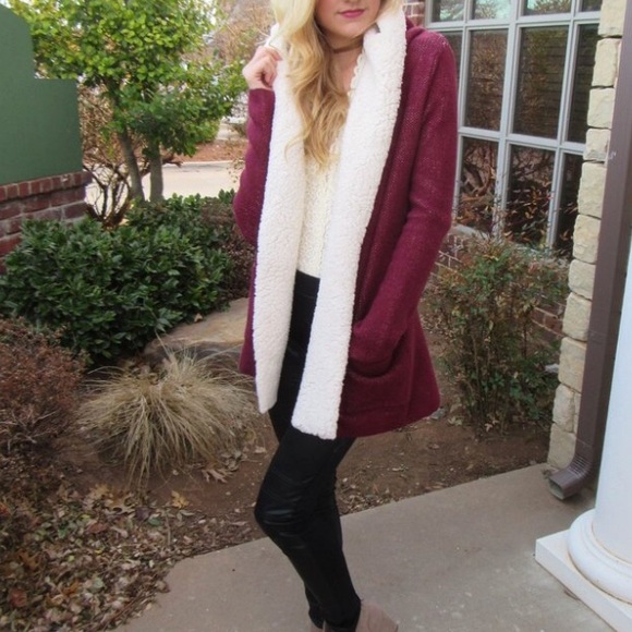 Peach Love California Sweaters - NWT LAST ONE Peach Love Sherpa Cardigan! So